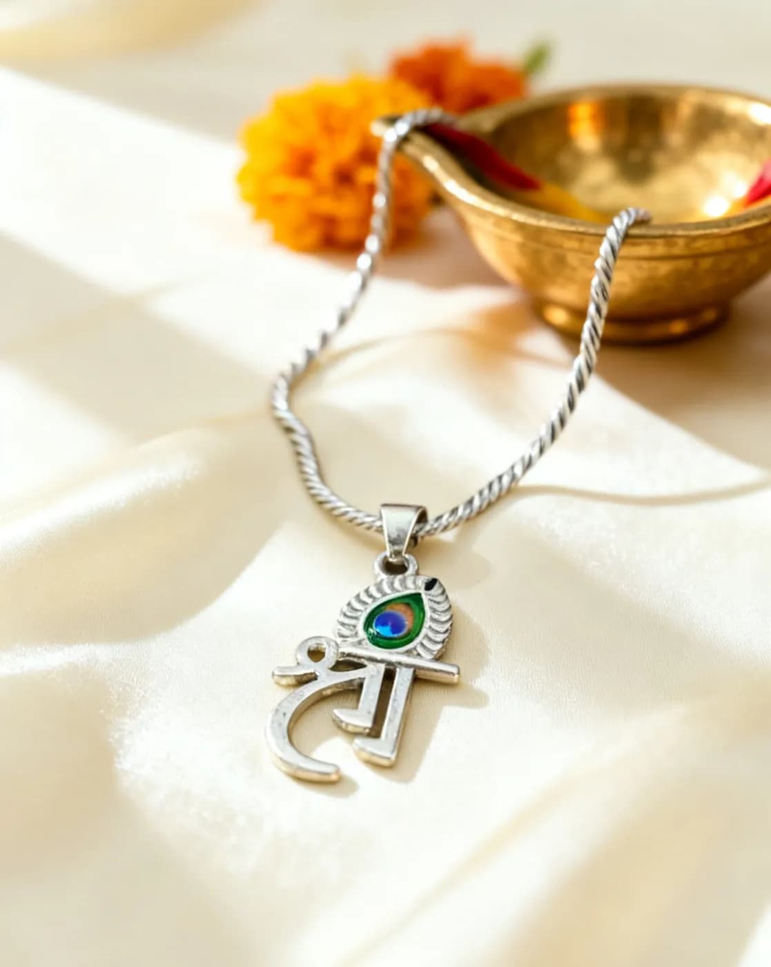 Shri Naam Pendant with Mor Pankh