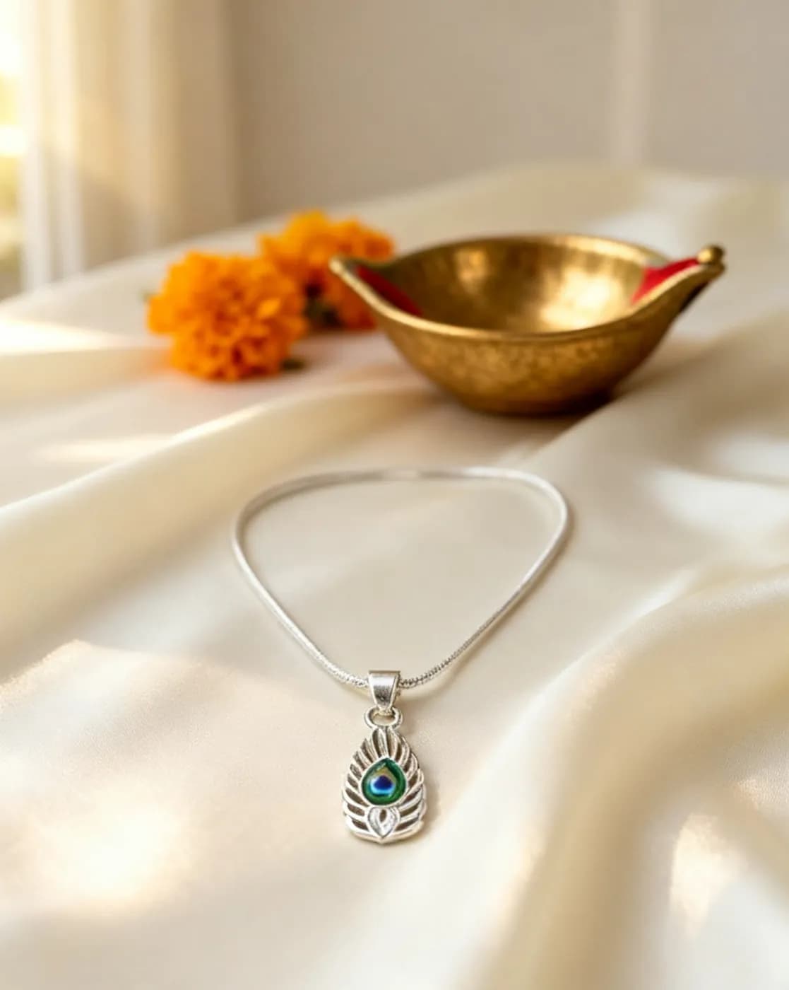 Mor Pankh Drop Pendant — Slim Teardrop