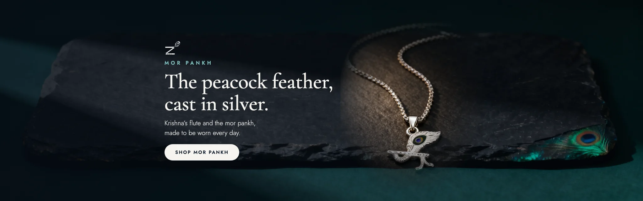 The peacock feather, cast in silver - shop Mor Pankh pendants