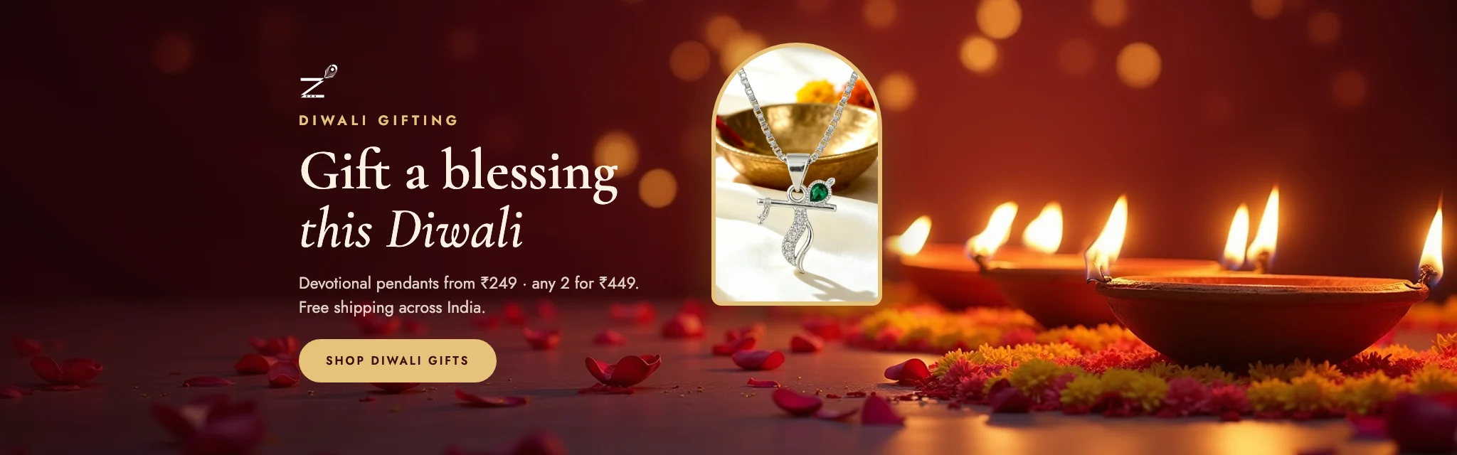 Diwali gifting - devotional pendants from Rs 249, any 2 for Rs 449, free shipping
