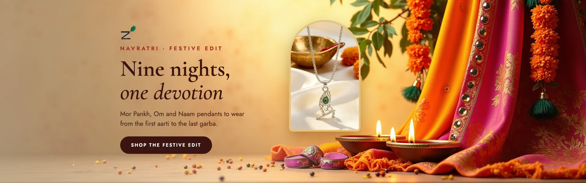 Navratri festive edit - nine nights, one devotion - Mor Pankh, Om and Naam pendants
